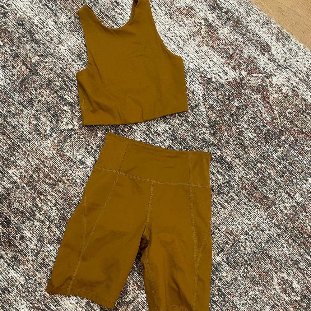 Girlfriend Collective mustard yellow set